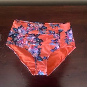 Coral a.n.a. Lavender and Teal Floral High Waist Bikini Bottom Sz M